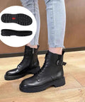 Replacement Rubber Full Outsole For Leather Shoes Non Slip Wear Resistant Black 1 Pair Size 9.8cm Wide 25.5cm Long 4.4cm Thick Durable Shoe Sole Replacement For Dress And Casual Shoes showing installed on boots.