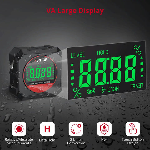 Heavy Duty Digital Angle Gauge With Freakin Precise Readings And Hella Strong Magnetic Backing Optimized For Rapid Framing Layouts And Hassle Free Weekend Projects large VA display with level and hold indicators