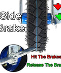 Heavy Duty Pneumatic Swivel Casters With Inflatable Rubber Wheels 440 Lbs Load Capacity Galvanized Steel Brackets side brake close-up view.