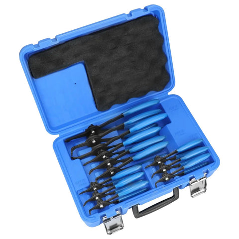 12 Piece Versatile Snap Ring Pliers Set for Internal and External Rings Heavy Duty Chrome Moly Steel in blue case