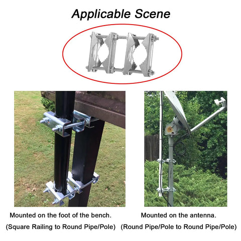 Two Pack Beefy Antenna Mast Clamp V Jaw Block Kit With 5.5 Inch Bolts Anti Rust Heavy Duty Pole To Pole Mounting Bracket For Ham Radio CB TV Pipe Flag Posts Umbrellas And Parasols 3 Setup Options, square railing to round pipe clamp