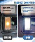 Comparison of car visors using Six Pack Festoon LED Car Bulbs 28Mm And 29Mm 6614F Ultra Bright 9 SMD 4014 Chips versus standard bulbs.