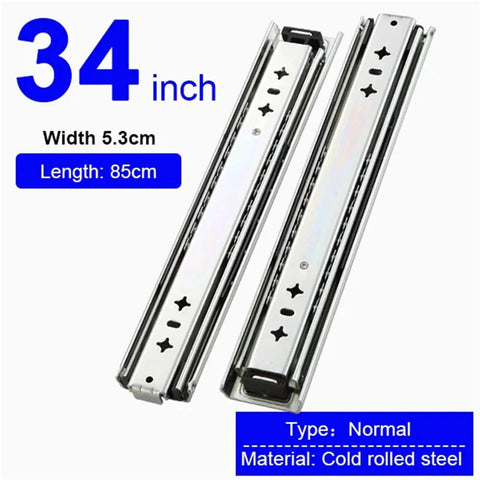 Heavy Duty Drawer Slides With Full Extension, 28 To 72 Inch Adjustable Length, Steel Ball Bearing Runners, Built To Last, Silent Smooth Operation, Rust Resistant Electroplated And Powder Coated Finish, Ideal For Cabinets, Tool Chests, And More, 34 inch cold rolled steel pair