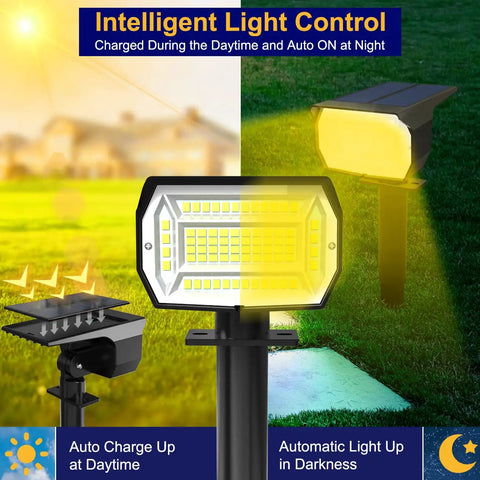 Outdoor All Weather Solar Spot Lights 72 LED IP65 Waterproof Dusk To Dawn Landscape Spotlights 6500K Solar Wall Lights showcase