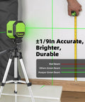 Laser Level With 25.6 Inch Tripod and Rechargeable Battery, Self Leveling 100 Ft Green Cross Line Tool for Picture Hanging, Tile, and Home Renovation, Perfect Fathers Day Gift for Dad and DIY Pro on tripod measuring wall