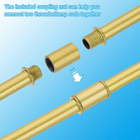 Heavy Duty Straight Pipe Lamp Stem Rod Kit Built Tough For Everyday Hustle Four Pack M10 Double End Thread Carbon Steel showing coupling nut and rods.