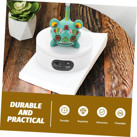 Electric Turntable Display Plate And Rotating Stand For Jewelry Show Photography Prop with colorful toy and potted plant