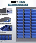 40 Drawer Parts Storage Cabinet For Garage And Workshop, Beefy Alloy Steel Frame With ABS Drawers, Nut And Bolt Organizer