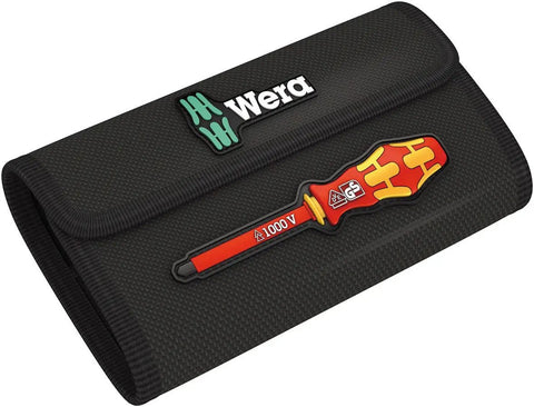 Insulated Kraftform Kompakt VDE Blade Set With 60i 62i 65i 18, Slotted Phillips Pozidriv, black case, anti-roll handle displayed