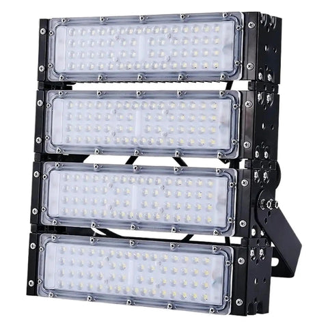 Heavy Duty Outdoor Flood Light Built Like A Tank For Stadium And Large Yards Featuring IP65 Waterproof Sealing And Knocked Out Bright 6000K Cool White Spotlight Illumination That Handles Any Job Without Breaking A Sweat - close-up of rugged design and LED panels.