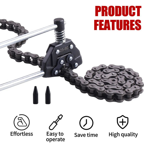Chain Detacher Breaker Cutter For 25 35 41 40 50 60 Roller Chains 415H in use with extra pins and product features