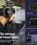 Person wearing Noise Canceling Ear Muffs For Adults And Kids with adjustable design for shooting, shows comfort and fit features.