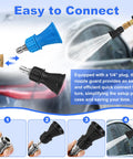 2 Pack Pressure Washer Nozzle Guard With 25 Degree And 40 Degree Tips, Stainless Steel Protector Holder, One Quarter Inch Male Quick Connect shown with installation steps