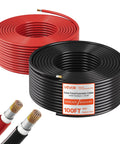 Beefy Heavy Duty Solar Panel Extension Cable Kit 100 Ft Black and 100 Ft Red, 10 AWG 6 Square Millimeter PV Tinned Copper Wire