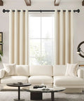 Living room with window dressed in Heavy Duty Curtain Rod Set For Windows 72 To 144 Inches 7/8 Inch Adjustable Drapery Rods.