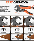 All In One Heavy Duty Snap Fastener Tool Kit With 100 Sets Of Canvas Snaps 380 Pieces showing operation steps and components