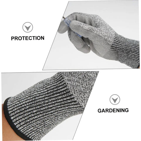 Heavy Duty Cut Resistant Work Gloves Featuring Level 5 Soft Armor And Grippy Reinforced Palms For Shop Yard Or Garage Tasks in action holding a tool.