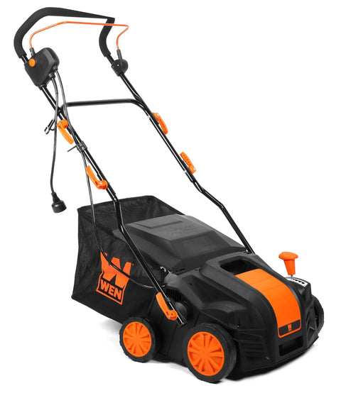 Two In One Electric Dethatcher And Scarifier With 16 Inch Clearing Path 15 Amp Motor Collection Bag