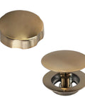 Heavy Duty 35 Inch Cable Drive Bathtub Drain Trim Kit Featuring A Rock Solid Brass Rotary Overflow Knob And Dang Smooth Pop Up Stopper with Built In Strainer, showcasing champagne bronze finish.