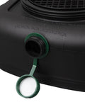 Close-up of 7.3 Quart Oil Drain Pan with pour spout and filter screen, designed for automotive fluids and spill-free cleanup.