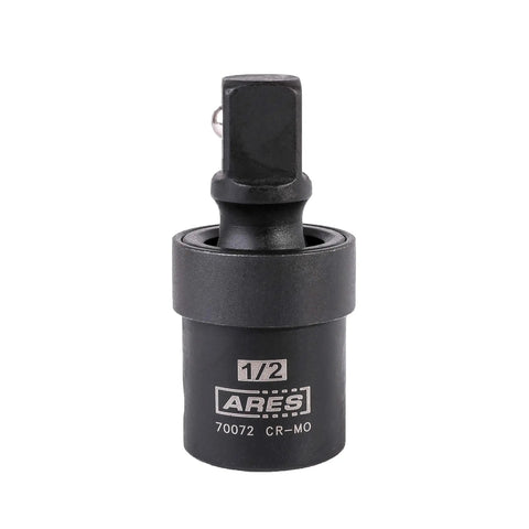 Rugged Half Inch Drive Impact Universal Joint For Cordless Electric And Pneumatic Wrenches With Corrosion Resistant Manganese Phosphate Coating Laser Etched ID And Spring Loaded Detent Ball, 1/2in CR-MO