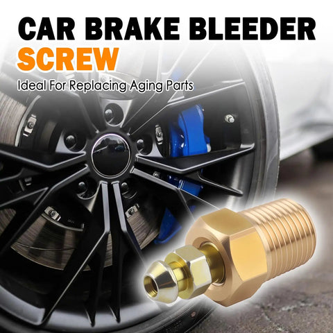 Built Heavy Duty Brake Bleeder Screws With Solid Copper Bases For Sweet Street Builds And Zero Mess Fluid Checks On Any Pro Car Caliper Race Setup, close-up of brass brake bleeder screw.