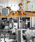 Child and dog playing by cabinets with Heavy Duty Magnetic Door Catch With Twin Magnet Core For Cabinets And Drawers Over 35 Lb Hold