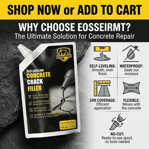 Rock Solid Self Leveling Concrete Crack Filler Two Pack Liquid Repair Sealant in a 17.6 oz tube, for professional concrete repair.