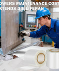 Worker using press brake with Urethane Die Protection Film for Press Brake Dies, Scratch And Dent Guard For Metal Forming visible