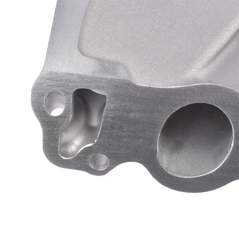 Close-up of Dual Plane Intake Manifold Replacement For Ford 429/460 V8 Street Engines, aluminum detail, Edelbrock 2166 style