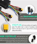 Knockout Electric Bike Brushless Controller 40 Amp Sine Wave With Cs866 Throttle For 1600W 2000W Motors wiring and XT60 plug detail.