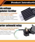 4-pin voltage regulator rectifier and starter solenoid relay for Ride Ready CDI Box Ignition Coil with Starter Solenoid and Voltage Regulator Bolt On and Plug and Play for 50cc 125cc Four Stroke Horizontal Engines in ATVs Go Karts Mini Bikes Quads Fits Taotao Coolster Kazuma Roketa SunL Lifan NST Chinese Brands.