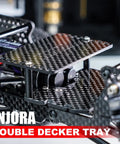Close-up of Double Decker Carbon Fiber And Aluminum Battery ESC Receiver Tray For 1 18 Scale TRX4M RC Car Upgrade With Adjustable Height