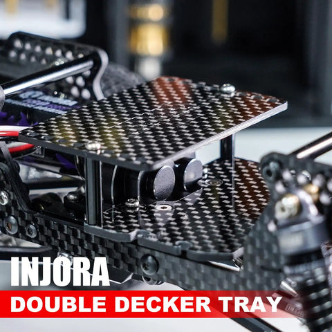 Close-up of Double Decker Carbon Fiber And Aluminum Battery ESC Receiver Tray For 1 18 Scale TRX4M RC Car Upgrade With Adjustable Height