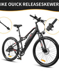 Bike with zoomed view of Bike Rear Hub Axle 180 Millimeters 7.08 Inches, showing black hardware kit, taper lock nut, washer.