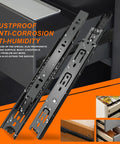 20 Inch Full Extension Drawer Slides With Ball Bearing, Black Side Mount Rails, Heavy Duty 100 Lb for Cabinets, Detail View