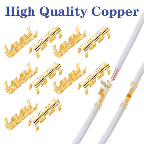 200 Pieces U Shape Copper Ring Terminals Open Barrel Brass Crimp Connectors Non Insulated Spade Butt Style Electrical Terminals