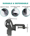 360 degree swivel table vise from All-In-One Golf Grip Removal And Regrip Kit with pro-grade grip vise clamp and oblique striped jaws.