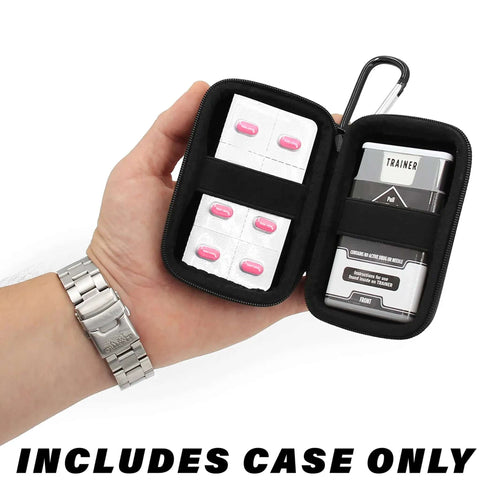 Kickass Rugged Hard Shell Carry Case For Two Auvi Q And EpiPen Injectors Plus Allergy Meds, shown with internal compartments.