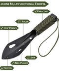 Ultralight Camping Trowel Shovel Multitool With Saw And Ruler, Portable Survival Spade Featuring Hex Wrench, Ruler, Paracord.