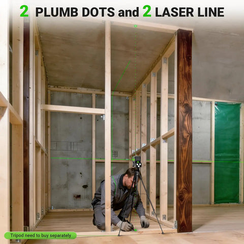 Self Leveling Laser Level With Plus Mode And Dual Line Plus 2 Plumb Dots in construction use, 360 Degree Magnetic Base.