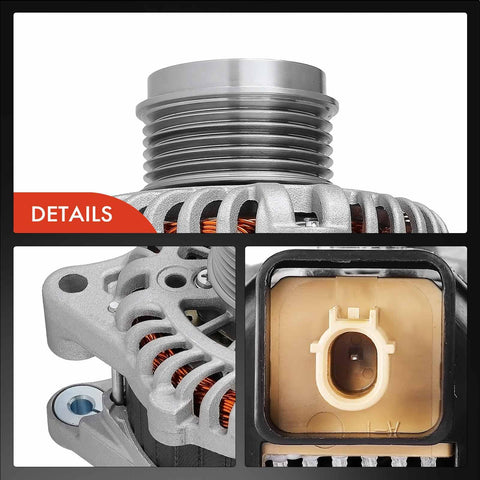 Close-up views of Alternator For Honda Fit 2015 2016 1.5L Automatic CVT With 12V 105A 6 Groove Decoupler Pulley Clockwise Replacement Part