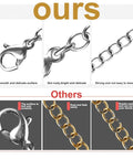 Comparison of stainless steel necklace extenders with lobster clasps in gold and silver finishes highlighting quality differences.