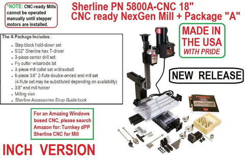 Heavy Duty 5800ACNC Inch Version NexGen Milling Machine Ready For CNC Pros And Hobbyists With Package A, includes accessories and manual
