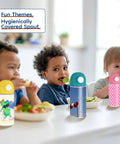 Kids with Aviation Inspired 12oz Kids Water Bottle With Glider Silhouette Near A Red And White Wind Sock, insulated design.