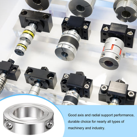 2 Pack Heavy Duty Double Split Shaft Collar Clamp On Set Screw For One And Three Eighths Inch Rod Two And A Quarter Inch OD Nine Sixteenth Inch Width 304 Stainless Steel
