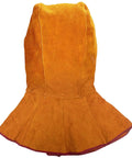 Auto Darkening Welding Helmet With Flip Open Lens Leather Neck Drape Full Head Cover Cowhide Shield For Men And Women Safe Sparks Resistant Protection For Welding Grinding And Drilling, back view of cowhide leather shell.