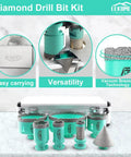 Diamond Hole Saw Kit 7Pc Heavy Duty Pro Grade For Tile And Stone 5 8 11 Thread Includes 25mm 35mm 50mm 75mm 100mm Hole Saws
