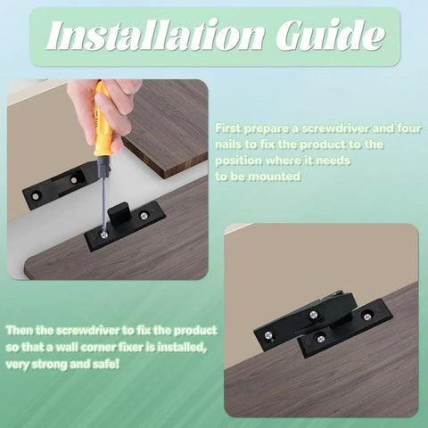 Installation guide showing Rock Solid Adjustable False Front Cabinet Clamps For Seamless Drawer Alignment with screwdriver and clamps.