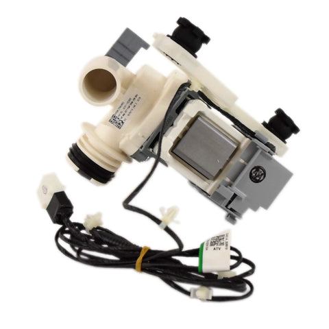 Washer Drain Pump Assembly OEM Part Replaces DC97-19289B Fits Front Load Washers Black Durable Replacement visible in white.